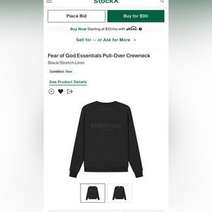 Fear of god essentials pull over sweatshirt in black